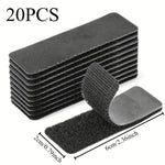 20pcs Heavy Duty Self-Adhesive Hook and Loop Strips, Black Carbon Fiber Texture, Sticky Back Tape Fastener for Home or Office - Ideal for DIY Projects, Mounting Without Holes or Screws