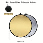 Photography Reflector Portable Foldable Portrait Shooting Fill Light Live Lighting Board Studio Photography Outdoor Light Shielding Board / 2in 1 Golden and Silvery Reflective Panel