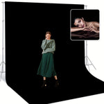 3.05meter*6.1meter Large Screen Backdrop for Photography, Black/White/Green 3 colors, Non-Reflective Fabric Wrinkle Free Photo Background for Zoom Meeting, Game Live Steaming and Photo Studio Shooting Props