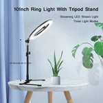 USB Powered Ring Light with Tripod Stand - 10-Inch LED Photography Lighting Kit with 3 Light Modes & 10 Brightness Levels for Phone, Selfie, Video Live Stream, Makeup & Cooking - PP Material, Operating Voltage ≤36V