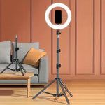 10-Inch Selfie Ring Light with Tripod Stand, LED Circular Light, Featuring a Flexible Tripod And Phone Holder, Ideal for Recording Photos And Videos Or for Zoom Meetings.