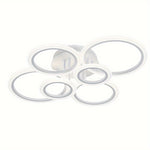 6-Ring LED Flush Mount Ceiling Light, 78.74cm - Dimmable 75W, Remote Controlled 3000K-6500K, Modern Oil-Rubbed Metal Finish, Perfect for Living Room, Kitchen, Bedroom, Office, Bedroom Lighting | Modern Ceiling Light | Adjusta