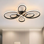 Modern 3000K LED Ceiling Light, Black Polished Metal Cast Iron, Flower Shape Acrylic, Adjustable Near Ceiling Lamp for Balcony, Hallway, Bedroom, Living Room, Switch Control, Hardwired, 110V-240V Compatible