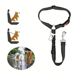 Adjustable 2-in-1 Pet Car Seat Belt & Harness - Durable Polyester, Hand-Washable, with Secure Buckle & Elastic Bungee Buffer, Ideal for Safe Travel with Dogs