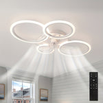 80.01cm Ceiling Fan with Light and Remote Control, Modern Low Profile Flush Mount Ceiling Fan Lights, 3 Color 6 Speeds with Dimmable Light for Bedrooms, Living Rooms, Dining Rooms