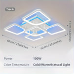 1pc Ceiling Light, Dimmable Light With Smart LED Ambient Light And Remote Control, Modern Nordic Creative Home Lighting Surface Mounted, For Bedroom Living Room Corridor Balcony LED Lamp, IH-FX4-1/4-4BG