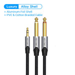 Vention 3.5mm to Double 6.5mm TRS Cable AUX Male Mono 6.5 Jack to Stereo 3.5 Jack Audio Cable for Mixer Amplifier 6.35mm Adapter