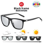 VIVIBEE Color Change Grey Frame Photochromic Polarized Sunglasses Men Square Classic Chameleon Glaases Transition Lens Eyewear