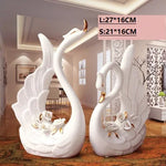 White Swan Lovers - Ceramic Crafts Porcelain Animal Figurines