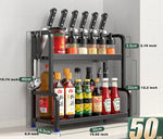 Kitchen Storage Shelf - Seasoning Jar Rack - Chopsticks Knife Organizer