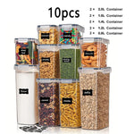 10pcs BPA-Free Airtight Food Storage Containers with Labels for Flour, Sugar, and Cereal - Keep Your Kitchen Organized and Fresh