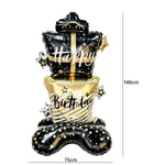 Large Black Gold Birthday Stand Balloon - 58Inch