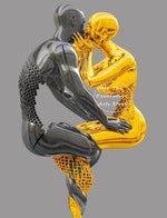 Luxury Golden Metal Romantic Abstract Sculpture Canvas Painting