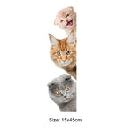 Dogs Cats 3D Wall Sticker - Funny Door Window Animal Art