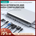 12-in-1 USB-C Docking Station with 4K HDMI,DP,VGA,USB3.0, SD/TF Reader, 100W PD, 3.5mm Audio, RJ45 1000M Ports for Macbook Dell
