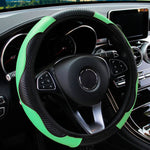 Car Steering Wheel Cover Breathable Anti Slip PU Leather Steering Covers Suitable 37-38.5cm Auto Decoration Carbon Fiber