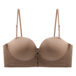 Front Closure Strapless Bras For Women Seamless Push Up Brassiere Thick Soft Underwear Solid Color Adjustable Invisible Lingerie