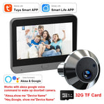 Mini Smart Life Tuya 3MP 140° Wide View Angle 2.4Ghz WiFi Magic Door Peephole Eye PIR Camera Digital Door Viewer Battery Powered