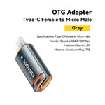 USB-A Micro Female to USB Micro iP Type-C Male Converter