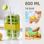 Ice Cube Tray with Lid - Silicone Ice Cube Cup with Straw