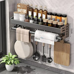 Wall-Mounted Kitchen Spice Storage Rack - Condiment Multifunctional Utensil Rack
