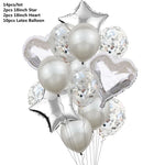 14pcs Rose Gold Mix Star Heart Confetti Latex Balloons Birthday Party Decorations Kids Adult Wedding Anniversary Globos Supplies
