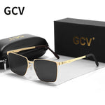 GCV Men Polarized Sunglasses Aluminum Magnesium Sun Glasses Driving Glasses Rectangle Shades For Men UV400