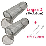 Rolling Bbq Basket - Round Stainless Steel Grill Mesh