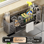 Self-draining Sink Shelf Dish Drainer Kitchen Sink Caddy Drain Rack Soap Dishwashing Sponge Holder for Kitchen Sink Organizer