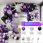 Black Purple Silver Balloon Garland Arch Kit Latex Confetti Balloon Happy Birthday Party Decor Wedding Anniversary Baby Shower
