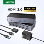 UGREEN HDMI KVM Switch 4K 60Hz - USB C & USB 3.0