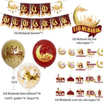 Eid Mubarak - Ramadan Kareem - Red and Gold Theme Decoration - 40 Pcs