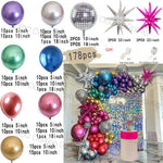 Chrome Balloons Garland Arch Kit Disco Party Decoration with Metallic Purple Green Red Hot Pink Blue and Foil Disco Ball Balloon