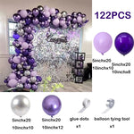 119Pcs Purple White Balloon Arch Metallic Silver Balloons Garland Kit Ballon Wedding Decor Birthday Party Baby Shower Decoration