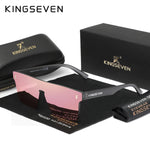 KINGSEVEN Fashion Rimless Sunglasses Women Men UV400 Square Luxury Glasses Trendy One-piece Polarized Lens Causal Eyewear