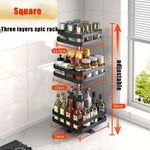 Condiment Multifunctional Rotation Rack - Carbon Steel Organizer