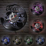 Modern Kitchen Artwork Teapot Wall Clock Tea Room Wall Decor Teapot Retro Vinyl Record Wall Clock Kitchen Decorative Wall Watch