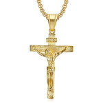 Religious Jesus Christ Cross Pendant Necklace for Women/Men Gold Color Stainless Steel Crucifix Necklaces Men Christian Jewelry