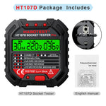HABOTEST HT107 Pro Socket Tester Voltage Test Socket Detector EU Plug Ground Zero Line Plug Polarity Phase Check