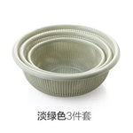 Round Shape Fruit Vegetable Noodles Washing Basket Drainer - 3Pcs