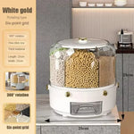 6-in-1 Rice Dispenser Food High-capacity Moisture-proof Container 360 Degree Sealed Dry Cereal Grain Bucket Kitchen Storage Box