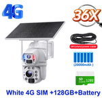 SHIWOJIA 36X ZOOM 8MP 4G SIM Solar Camera Outdoor 360° Wireless WIFI Battery Security Cameras with Solar Panel PIR Night Vision