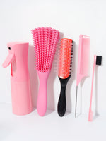 Detangling Anti Static Hair Brush - Curved Rat Tail Comb Set - 5pcs/set