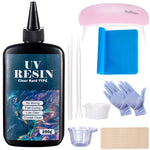 Hard UV Resin Glue Kit Fast Curing Epoxy Resin UV Glue with Mixing Tools for Starter Supplies for Art Craft Jewelry Making DIY