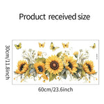 Sunflower Wall Decal Self-adhesive Sunflower Wall Sticker Removable Flower Mural DIY Wall Art Decor for Nursery Bedroom Kitchen