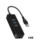 3 Port USB 3.0 Ethernet LAN RJ45 100Mbps Network Adapter 4 Port Hub Wired External High Speed PC Mac Windows