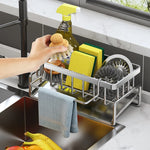 Kitchen Stainless Steel Sink Drain Rack Sponge Holder Faucet Storage Soap Drainer Towel Rack Shelf Organizer Accessories