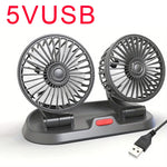 EAFC 5V 12V 24V Car Cooling Fan 360° Adjustable Dual Head Air Fan USB 2Speeds Automotive Electric Fan For Dashboard RV Truck