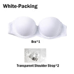 Women's Strapless Lingerie Underwired Back Buckle Seamless Push-Up Invisible Half-Cup Lingerie for Beautiful Back