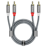 RCA Cable 2-RCA Male To 2-RCA Male Subwoofer Audio Cable Aux Stereo Audio Cord for HDTV Home Theater Console DVD Player Etc